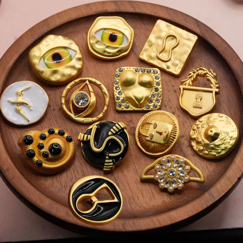 Craft Embellishments - 빈티지 금속 단추 하트 모양 예술적인