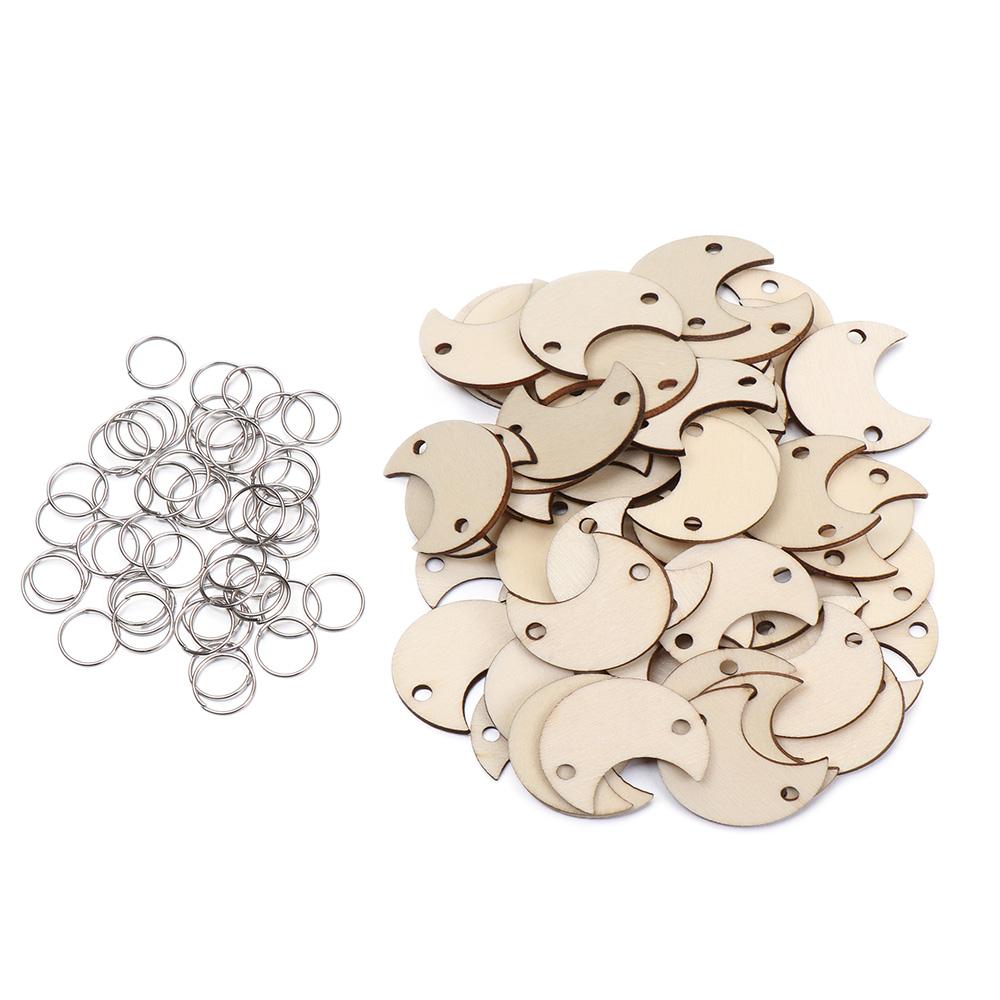 Easter Craft Embellishment Set - 50개/세트 DIY 공예 장식용 별/하트/원형 나무