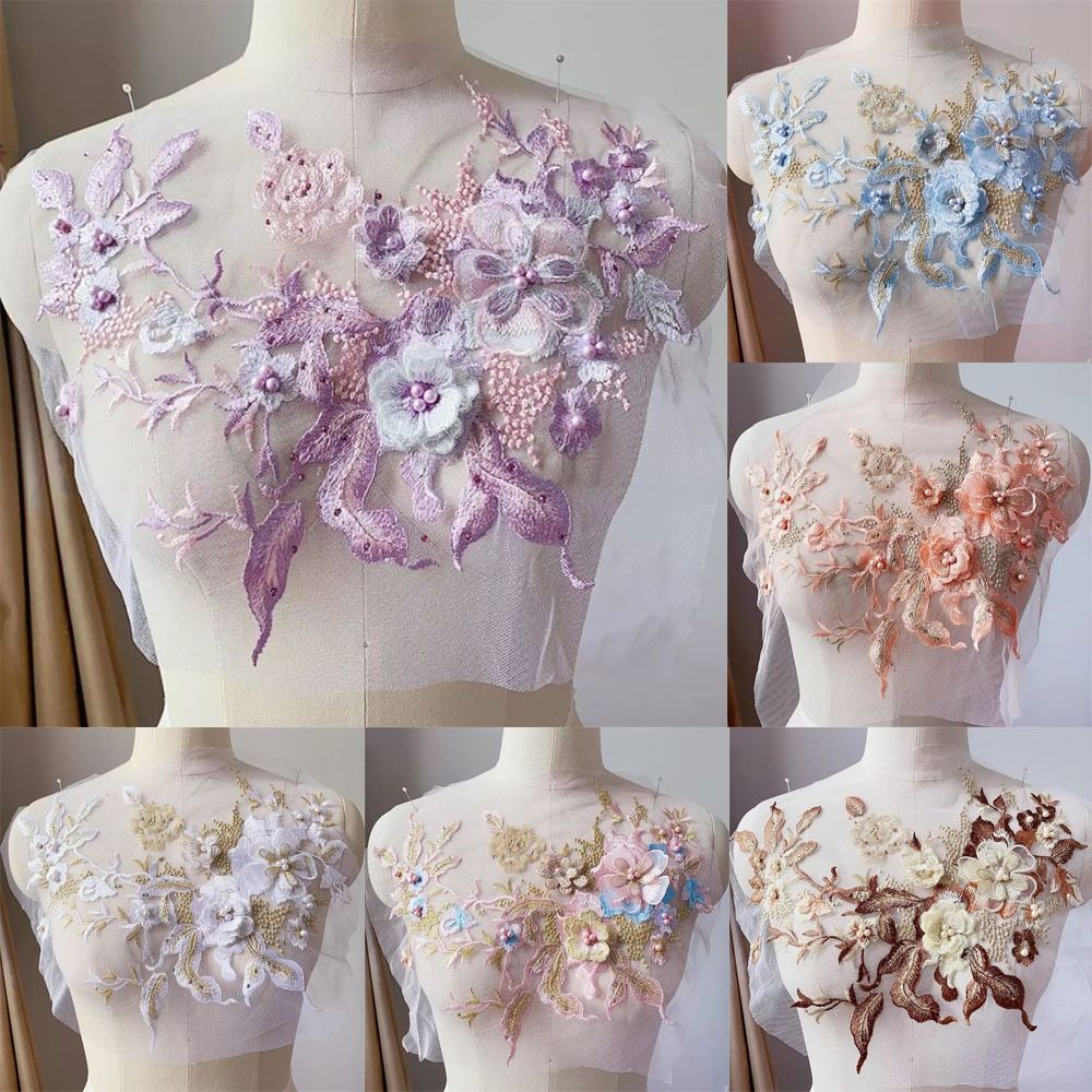 Embellishments For Scrapbooking - 3D 꽃 페르시 레이스 직물 Applique