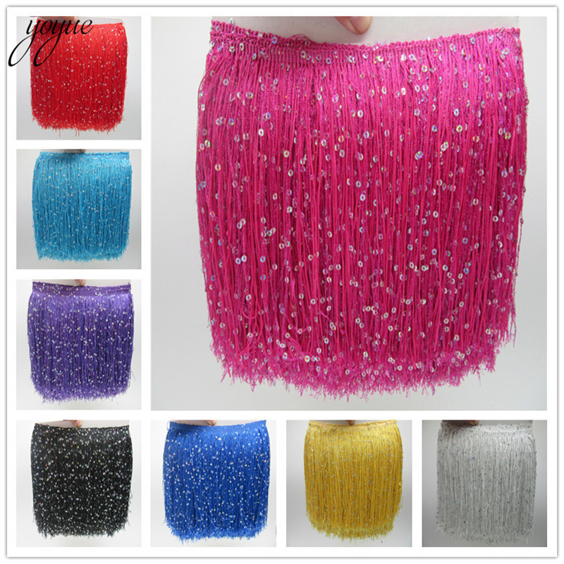 Fringe Ribbon Sewing - YOYUE 긴 폴리에스터 스팽글 술 프린지