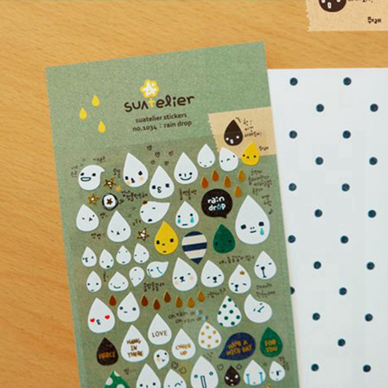 Embellishments For Scrapbooking - 한국 수아텔리에 레인 드롭 스티커 No.1034