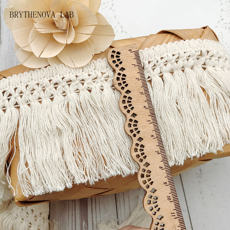 Fringe Ribbon Sewing - 10야드/롤 베이지 6CM/8CM 태슬 프린지 코튼