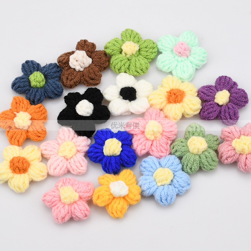 수제 크로셰 5잎 꽃 아플리케, 니트 데이지 꽃 패치, - Craft Embellishments 리뷰 및 가격