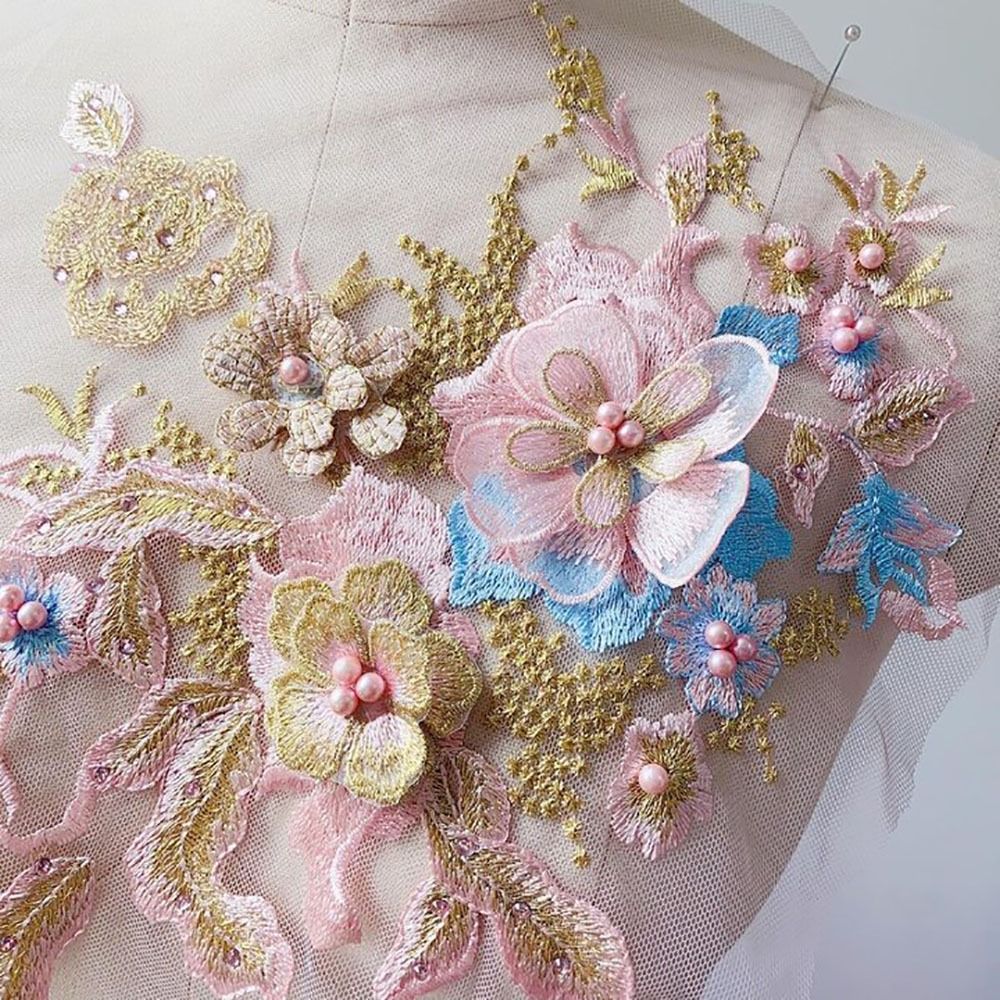 3D 꽃 페르시 레이스 직물 Applique 자수 결혼 - Embellishments For Scrapbooking 리뷰 및 가격