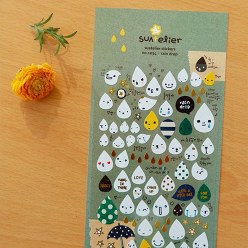 한국 수아텔리에 레인 드롭 스티커 No.1034 스크랩 - Embellishments For Scrapbooking 리뷰 및 가격