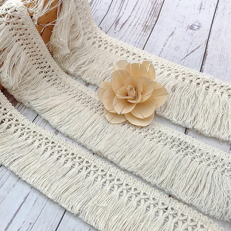 10야드/롤 베이지 6CM/8CM 태슬 프린지 코튼 레 - Fringe Ribbon Sewing 리뷰 및 가격