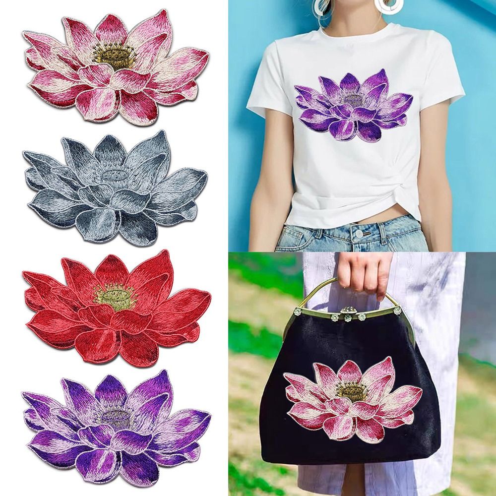 부드러운 연꽃 패치 자수 DIY 가방 아플리케, 의류  - Applique Patch Flower 리뷰 및 가격