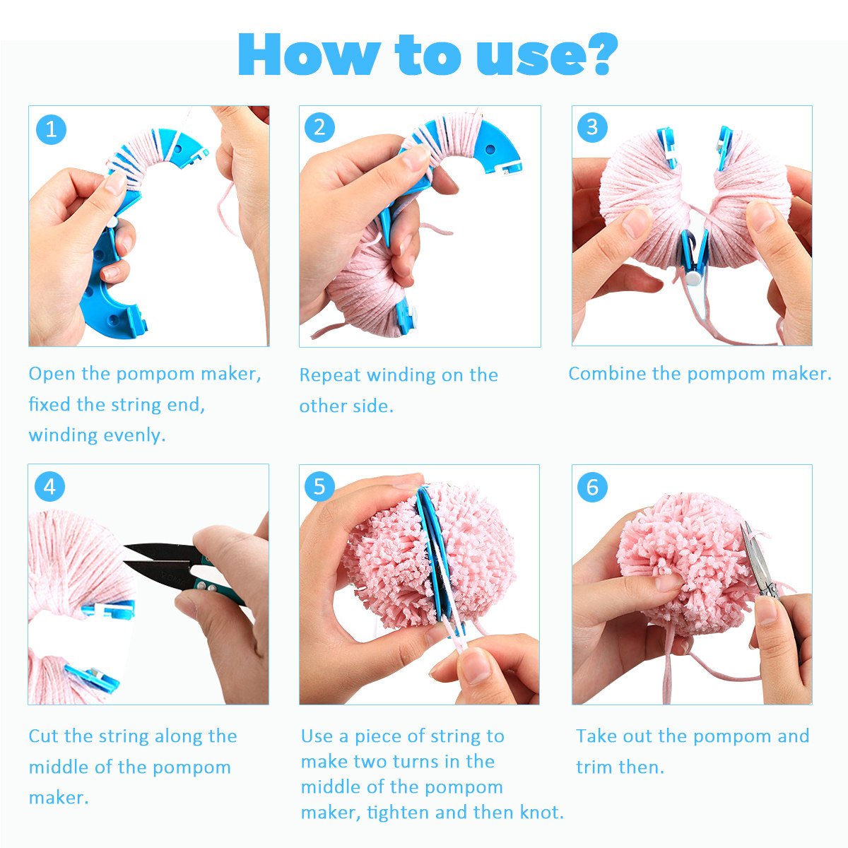 8개의 폼폼 메이커, 4가지 크기, 필수 ABS 레진  - Pom Pom Maker Tool 리뷰 및 가격